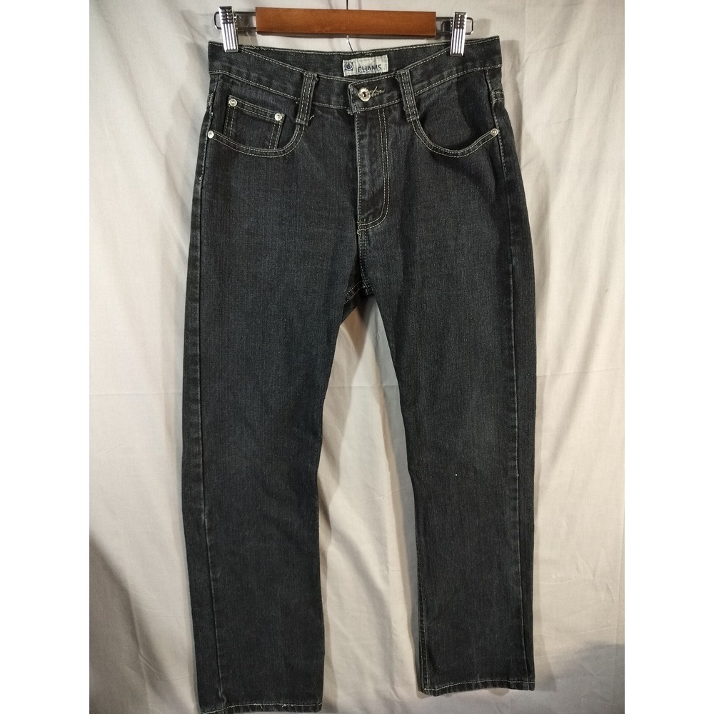 Chams Jeans Women 16 Black Embroidered Slim Fit Denim Y2K Western Aesthetic